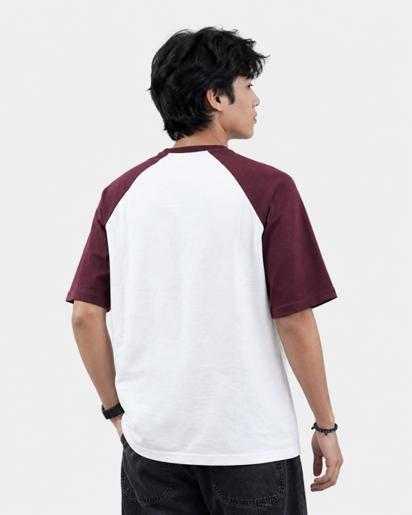 Regular fit Raglan T-Shirt (White & Maroon)