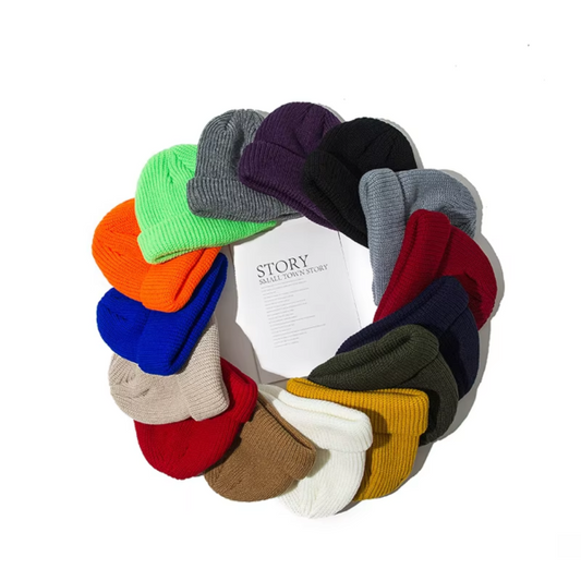 Unisex Ribbed Knitted Cuffed Winter Beanie – Purple