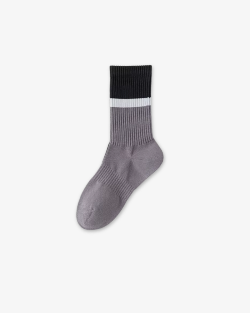 Crew cotton stripe Unisex Socks – Black/Charcoal Gray