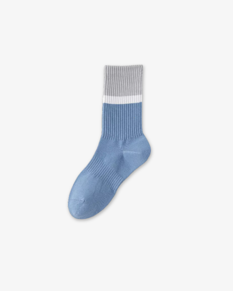 Crew cotton stripe Unisex Socks – Gray/Blue Mist