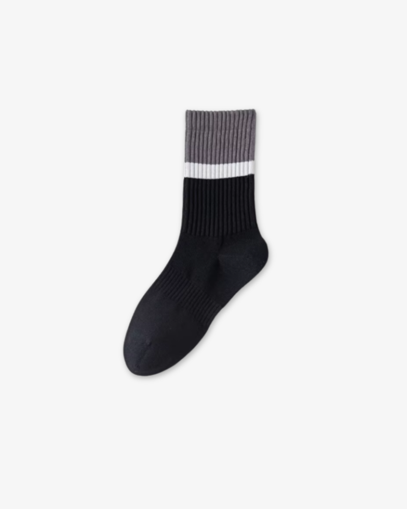 Crew cotton stripe Unisex Socks – Charcoal Gray/Black