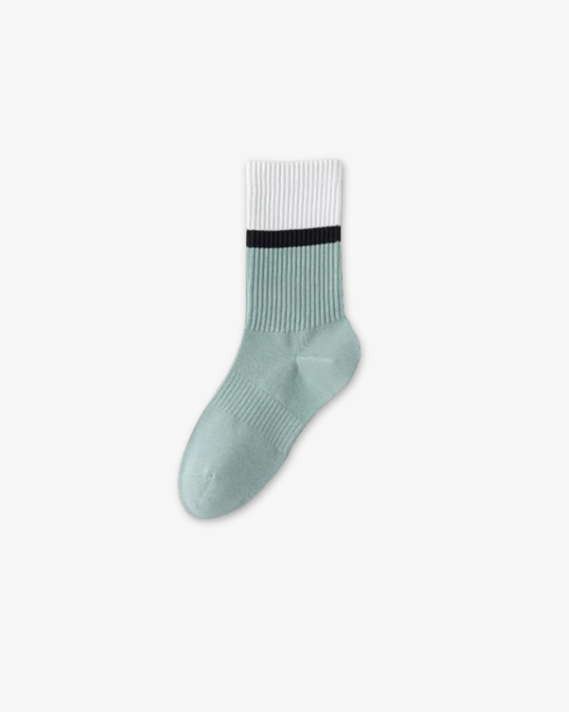 Crew cotton stripe Unisex Socks – White/Mint