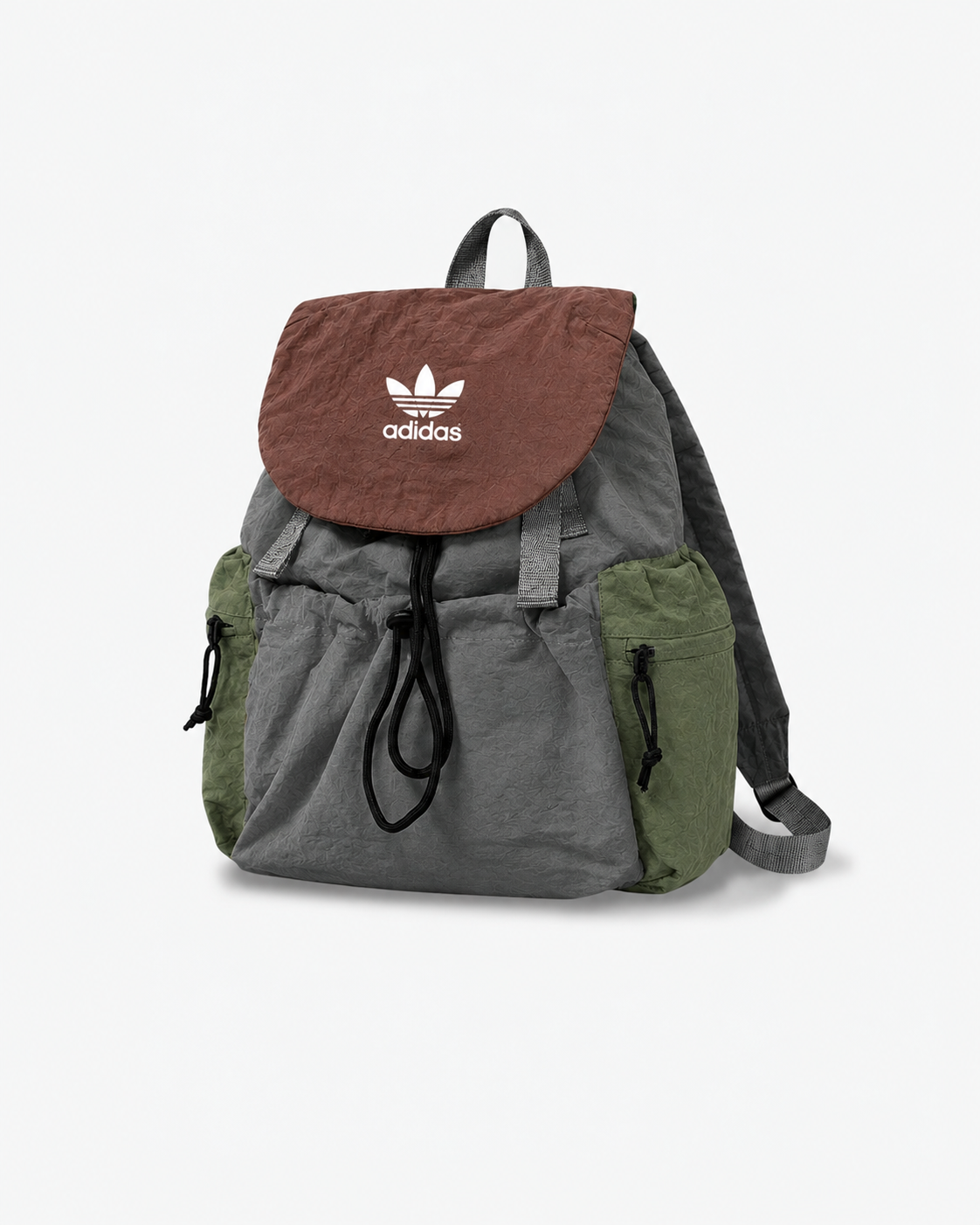 Adidas Trefoil Utility Drawstring Backpack (Charcoal Grey & Olive)