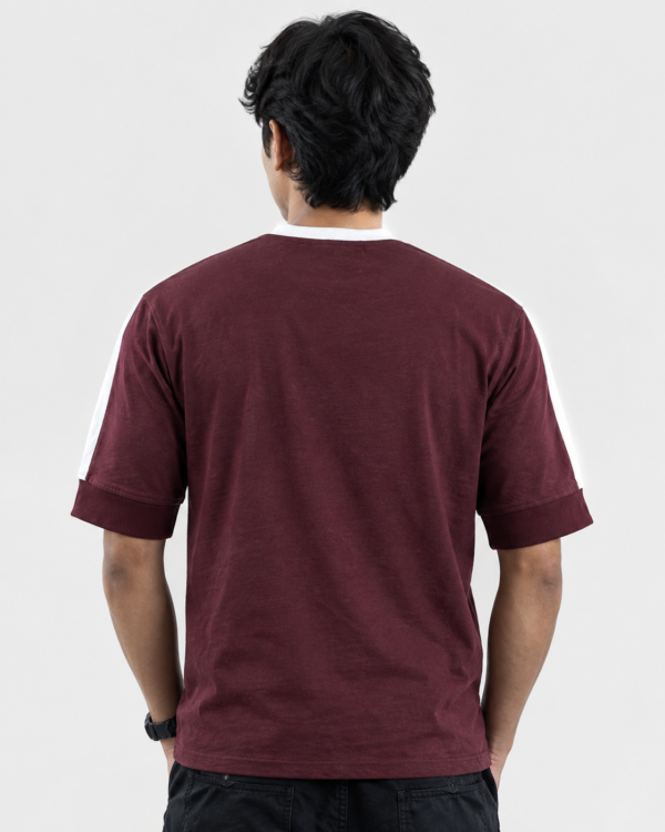 Regular fit drop sleeve Maroon T-Shirt