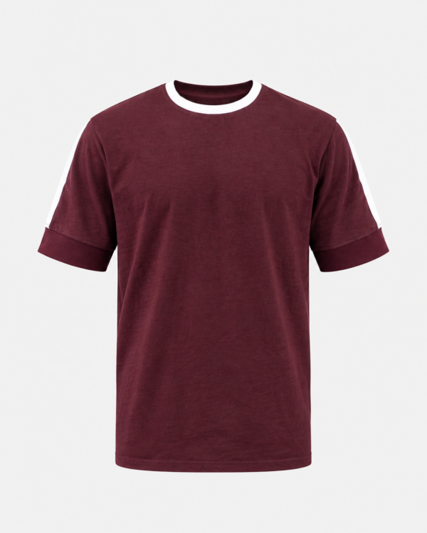 Regular fit drop sleeve Maroon T-Shirt