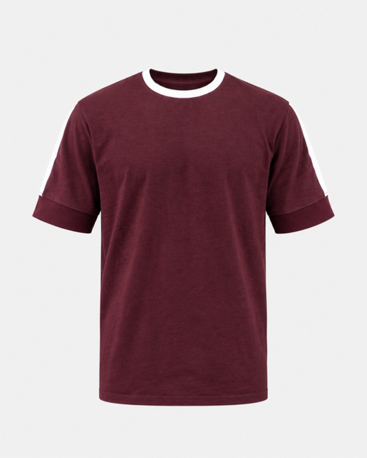 Regular fit drop sleeve Maroon T-Shirt