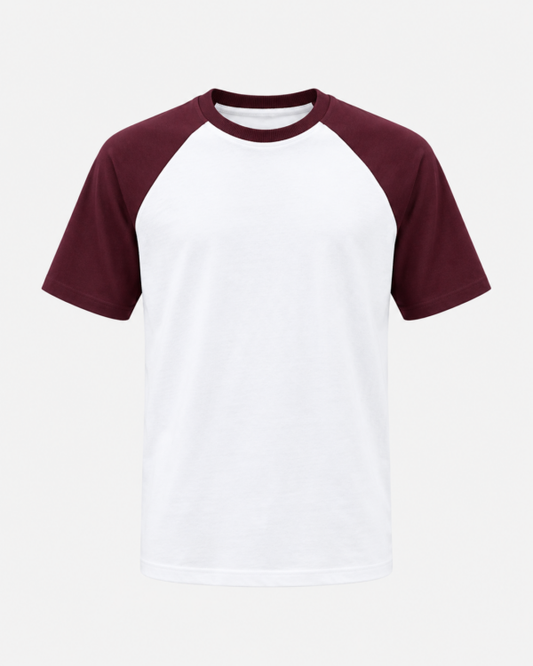 Regular fit Raglan T-Shirt (White & Maroon)