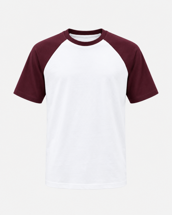 Regular fit Raglan T-Shirt (White & Maroon)